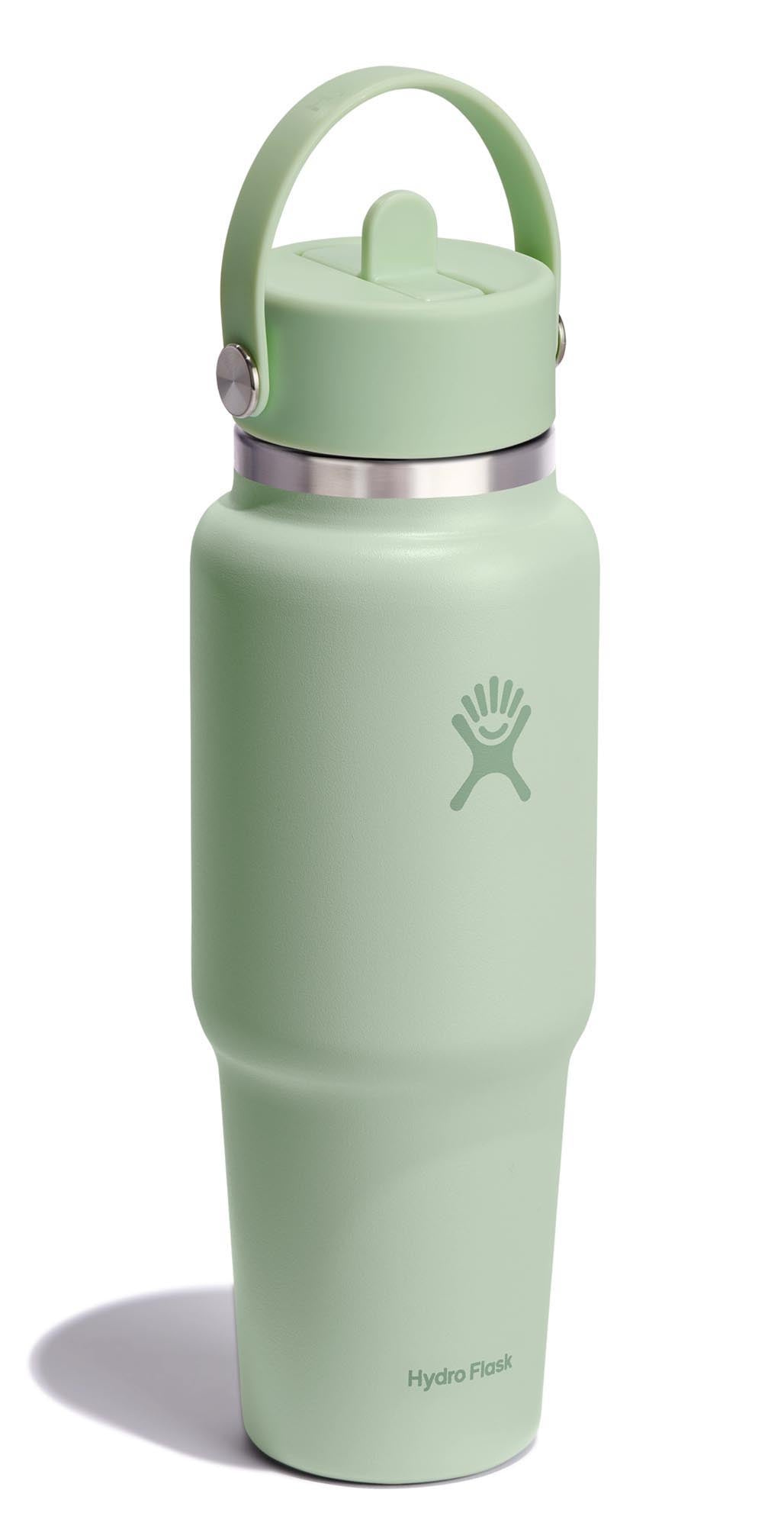 Stylische Hydro Flask Trinkflasche in Aloe mit 945ml, Flex Deckel und Strohhalm – ideal für unterwegs und umweltfreundlich.