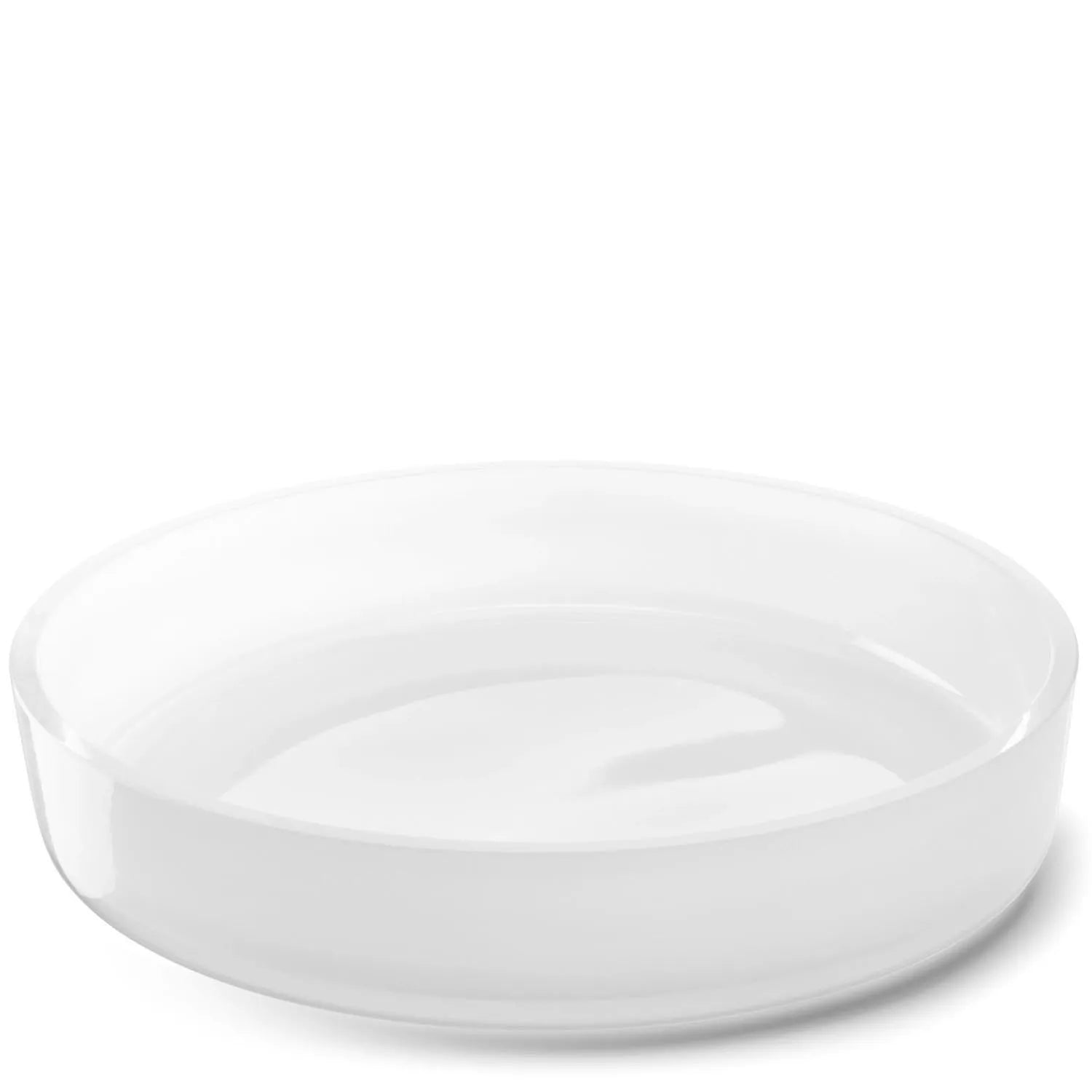 Elegante weiße Glasschale von LSA, 35 cm Durchmesser, 6 cm Höhe, ideal für stilvolle Präsentationen und modernes Design.