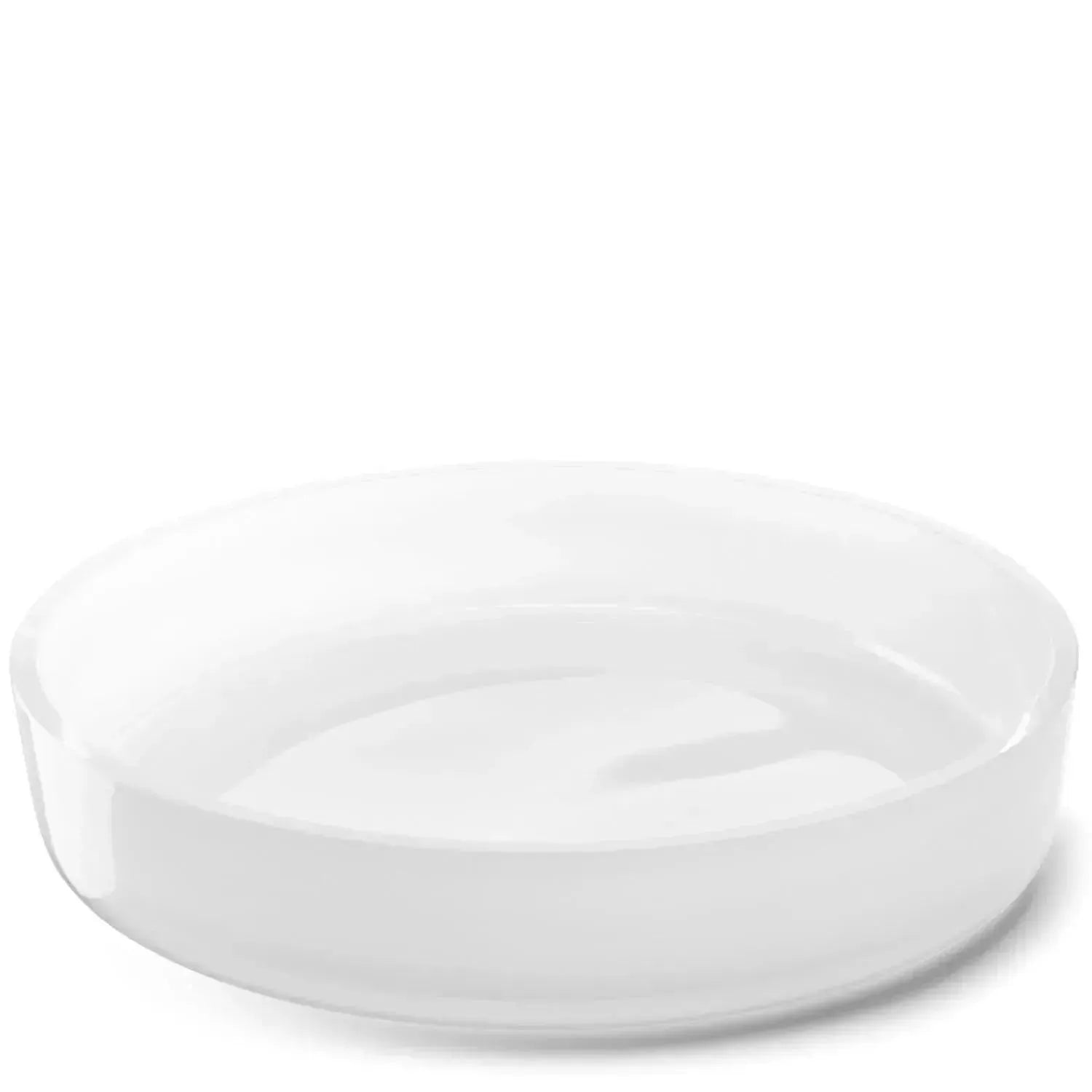 Elegante weiße Glasschale von LSA, 35 cm Durchmesser, 6 cm Höhe, ideal für stilvolle Präsentationen und modernes Design.