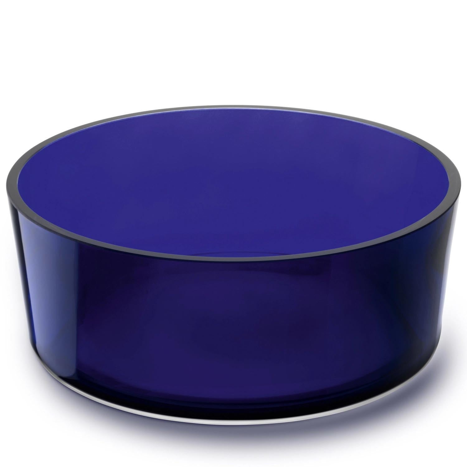 Elegante Schale aus Glas in Kobaltblau, 30 cm Durchmesser, 10 cm Höhe, ideal für stilvolle Präsentationen und Dekorationen.