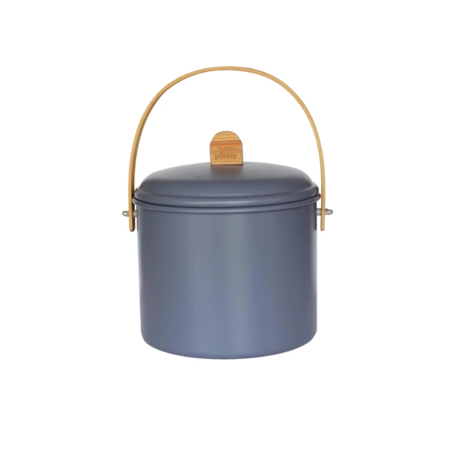 Kompostbehälter 3.5l Metall navy und Bambus mit Kohlefilter in Blau präsentiert im Onlineshop von KAQTU Design AG. Abfalleimer ist von Pebbly