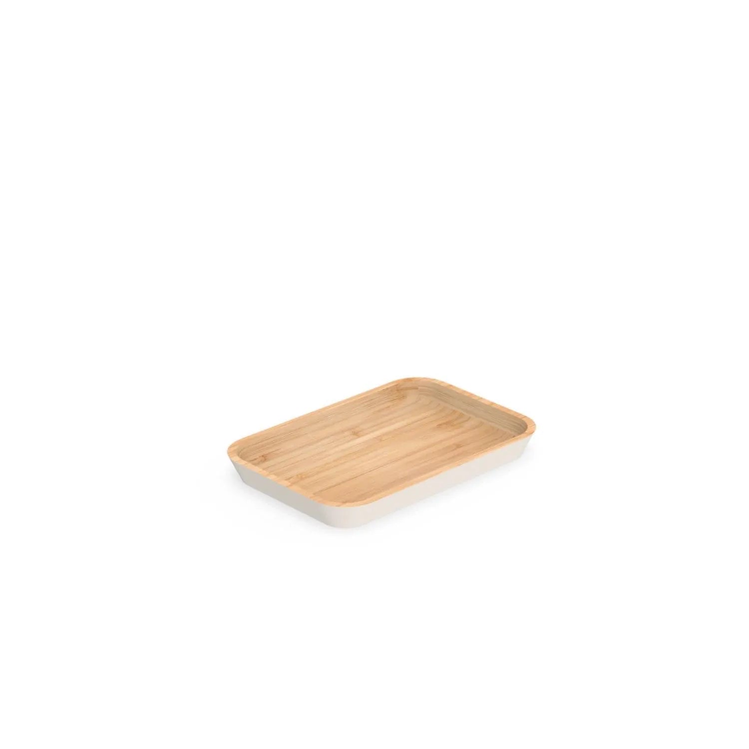 Serviertablett 22x15cm cream Bambus in Weiss präsentiert im Onlineshop von KAQTU Design AG. Tablett ist von Pebbly