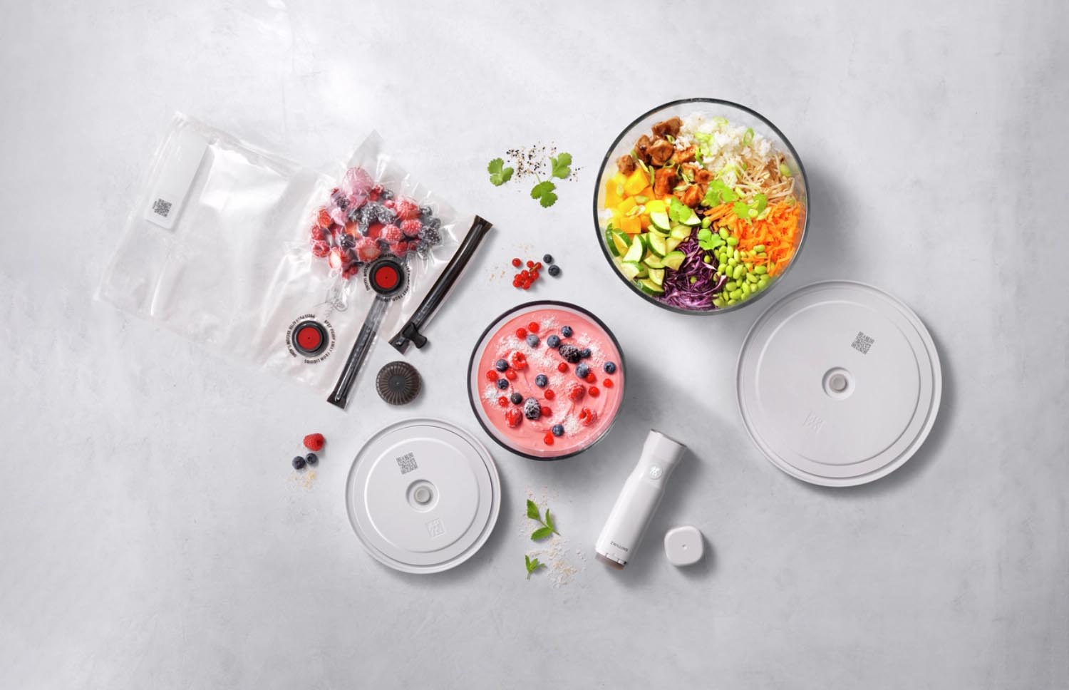 9-teiliges Zwilling Fresh & Save Vakuum-Set aus Glas, perfekt für frische Lebensmittel, langlebig, hochwertig und vielseitig einsetzbar.