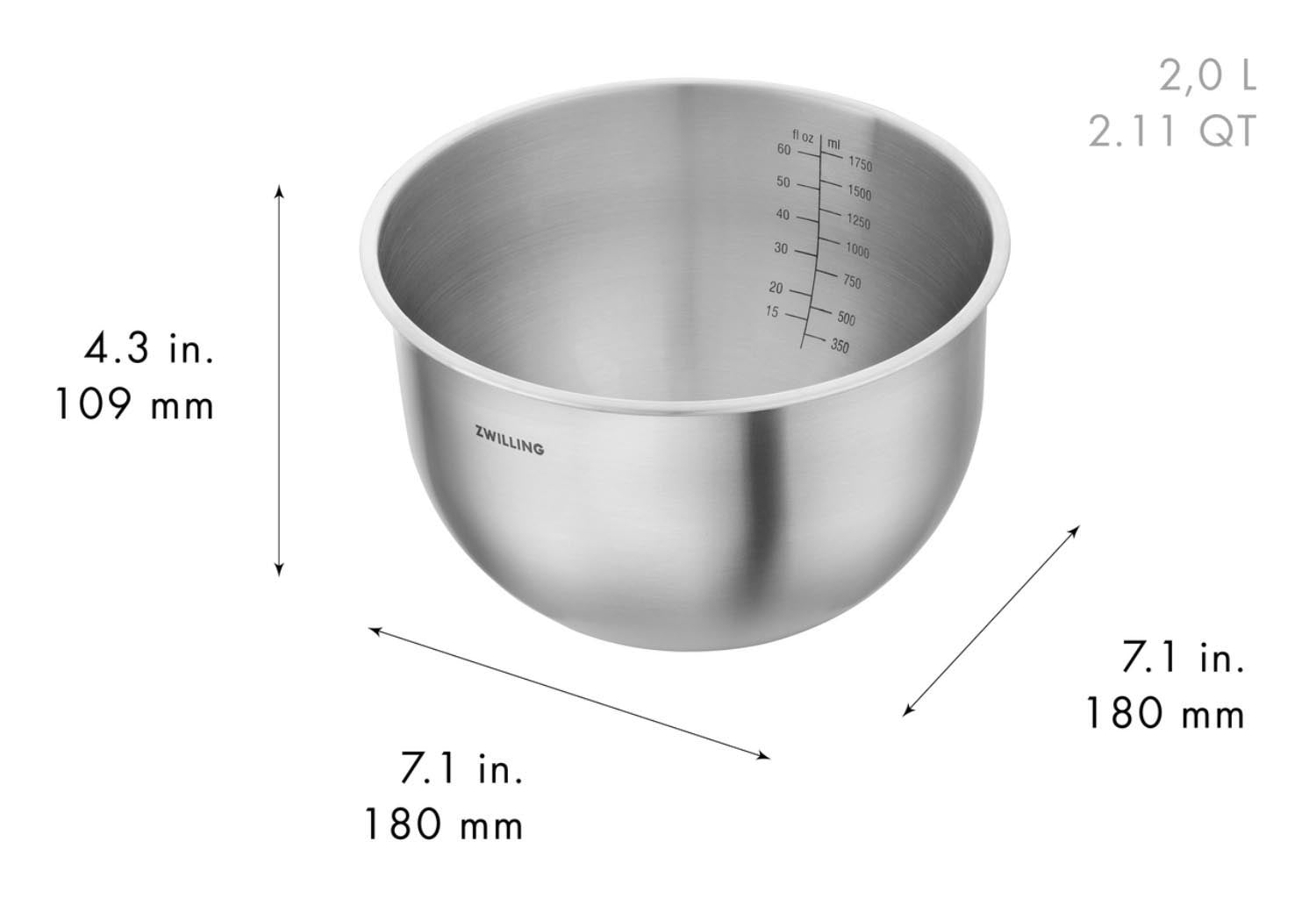 Hochwertiges 3-teiliges Edelstahl-Schüsselset von Zwilling, perfekt für frische Lagerung und ansprechendes Servieren von Speisen.