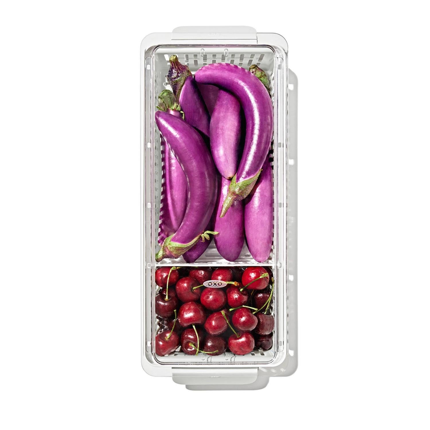 Die OXO Good Grips Frischhaltebox bewahrt Obst und Gemüse länger frisch. Masse: 37,6x15,1x9,1 cm. Praktisch und langlebig.