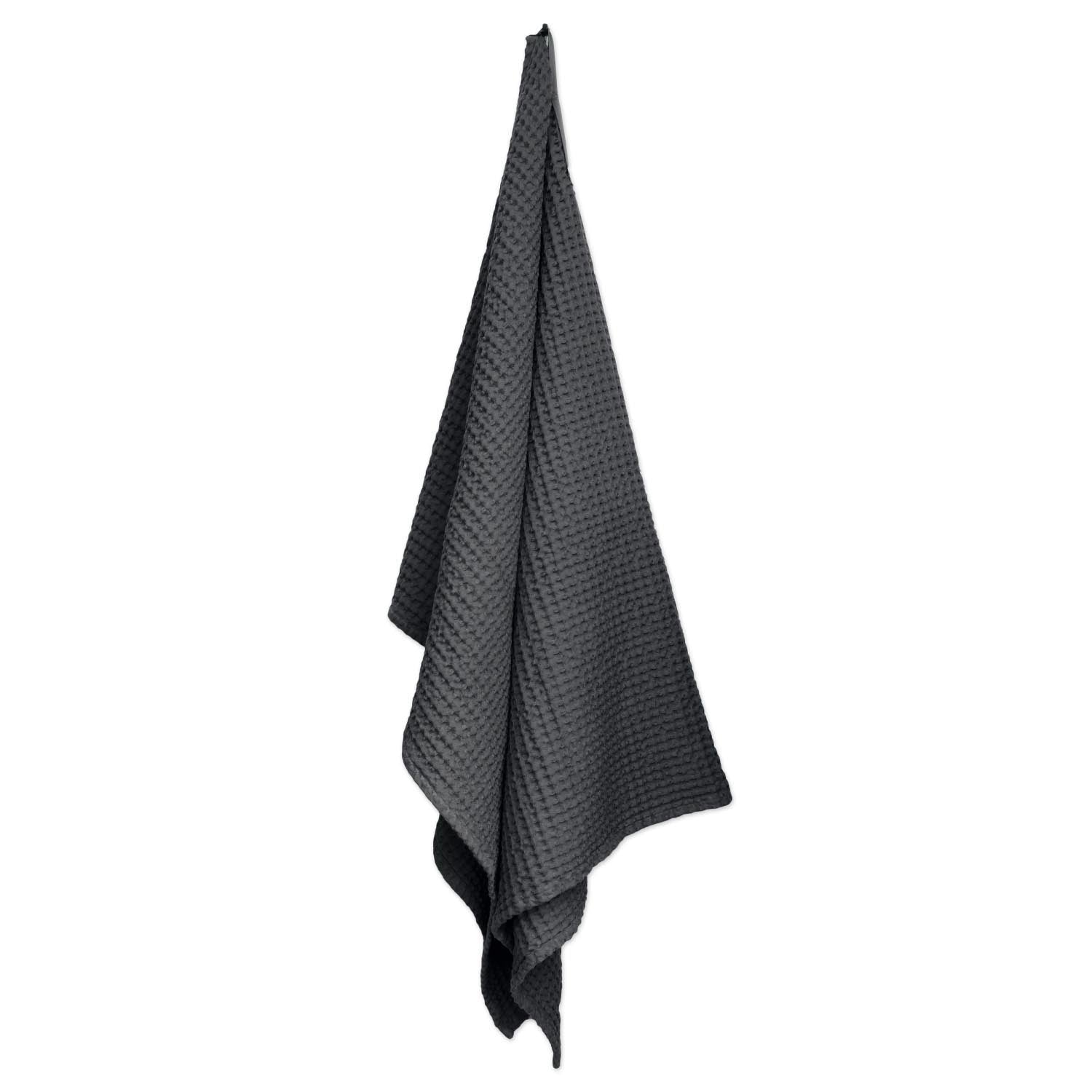 Big Waffle Badetuch 100x150cm dark grey Biobaumwolle