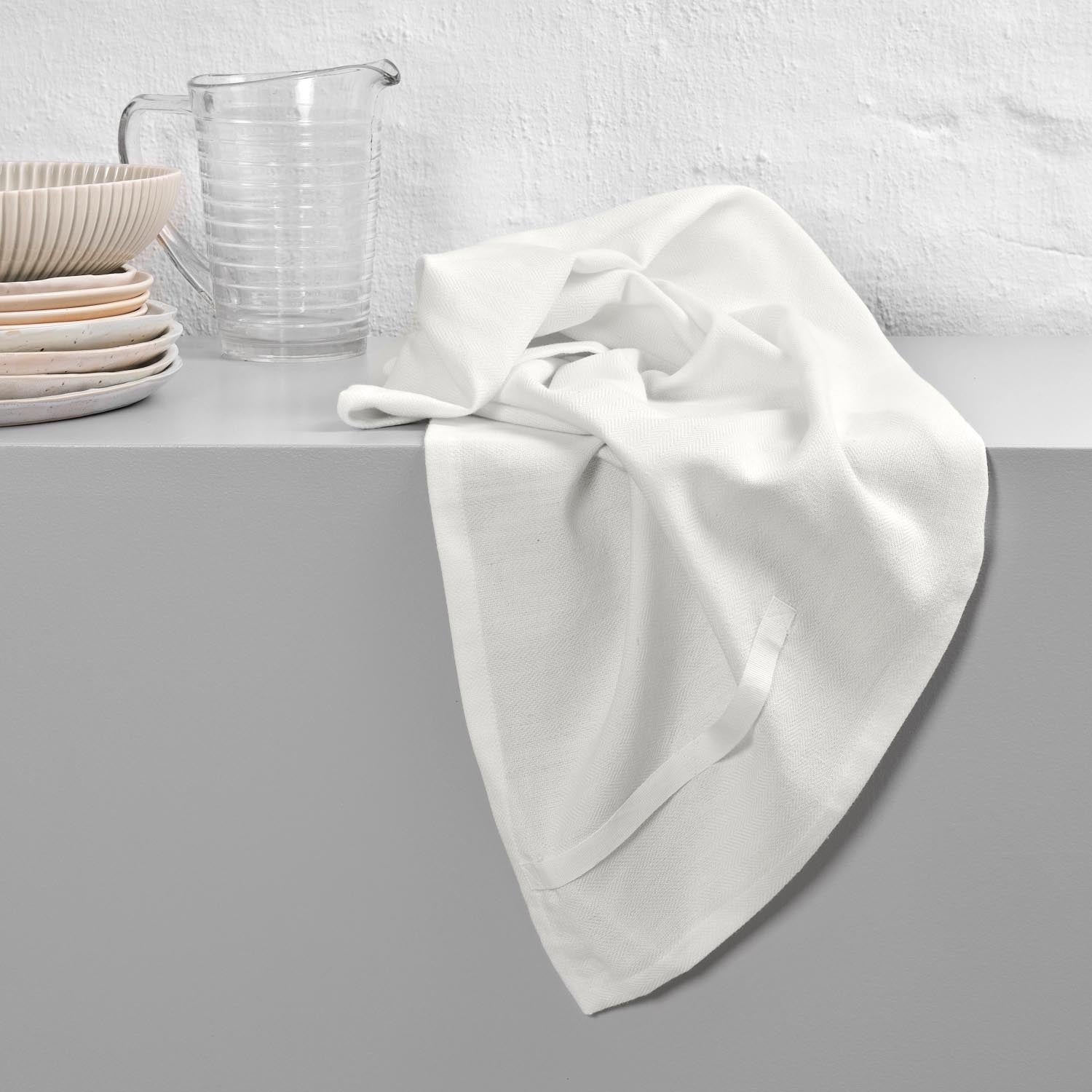 Hochwertiges Geschirrtuch aus Bio-Baumwolle, 53x86cm, in natürlichem Weiss, nachhaltig und stilvoll von The Organic Company.