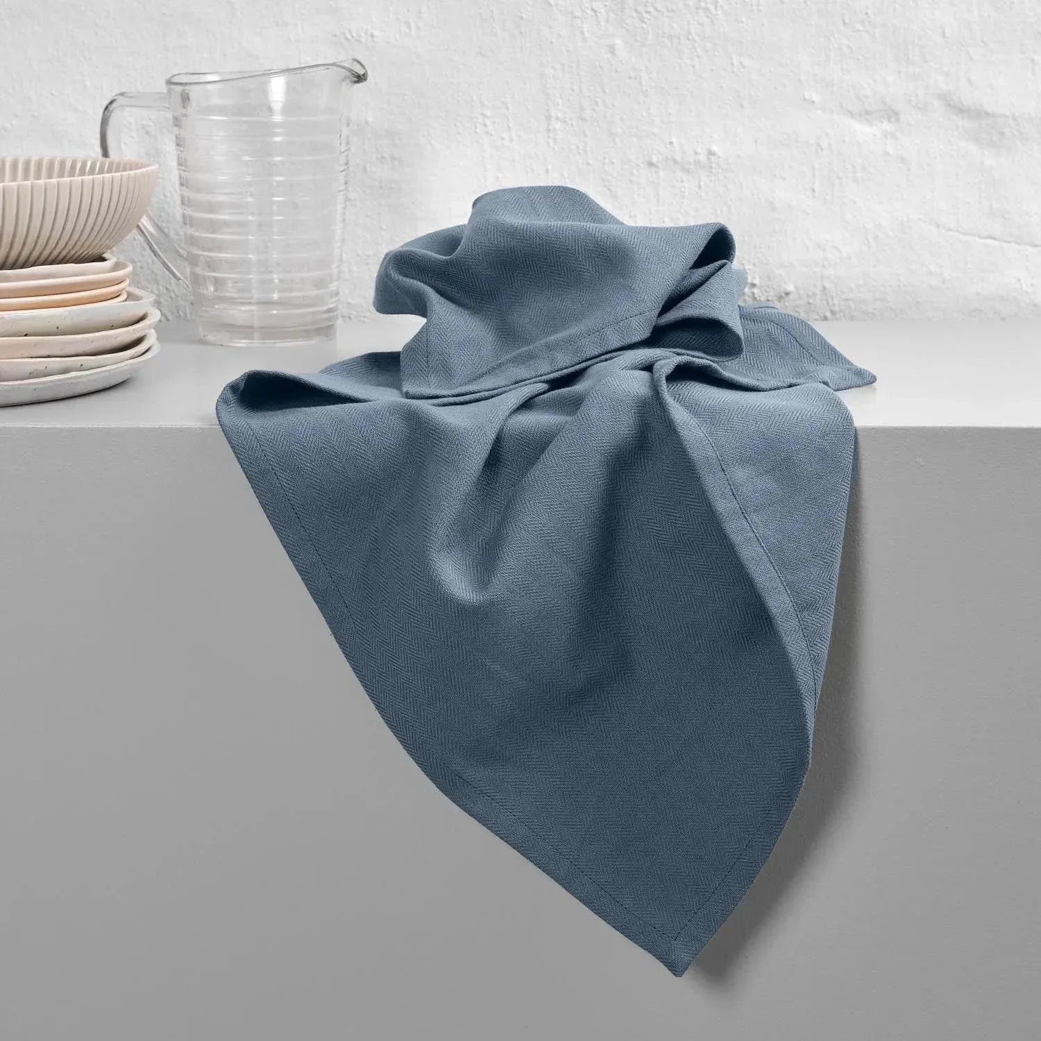 Stilvolles Geschirrtuch aus Bio-Baumwolle, 53x86cm, in Grau-Blau, umweltfreundlich gefertigt von The Organic Company.