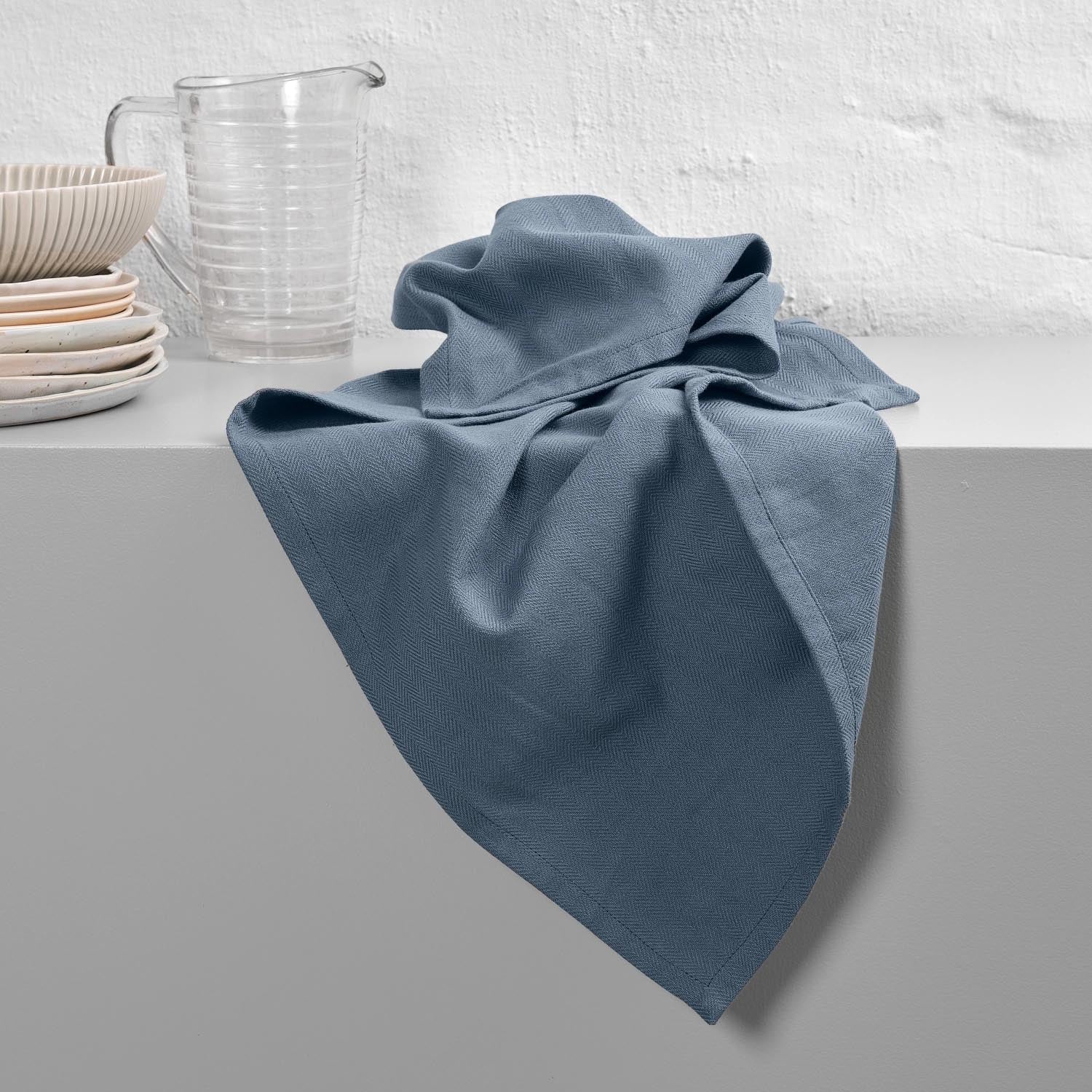 Stilvolles Geschirrtuch aus Bio-Baumwolle, 53x86cm, in Grau-Blau, umweltfreundlich gefertigt von The Organic Company.
