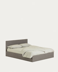 Lit Nahiri avec rangements gris pour matelas 180 x 200 cm