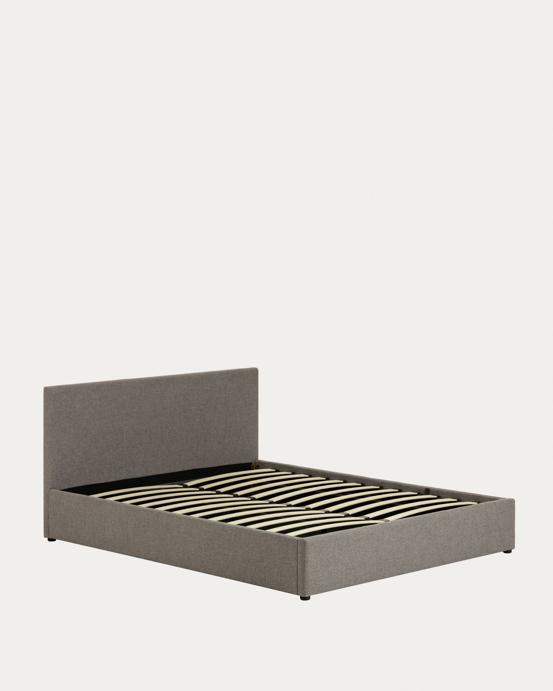 Das elegante Nahiri Bett von Kave Home in Grau für 180x200 cm Matratzen bietet praktischen Stauraum und modernes Design.