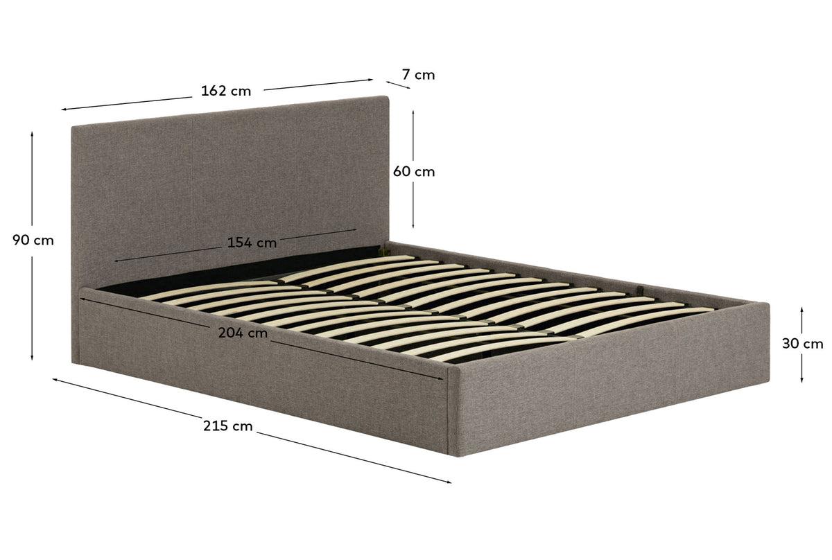 Nahiri Bett mit Stauraum in Grau für Matratze 150 x 200 cm in Grau präsentiert im Onlineshop von KAQTU Design AG. Bett ist von Kave Home