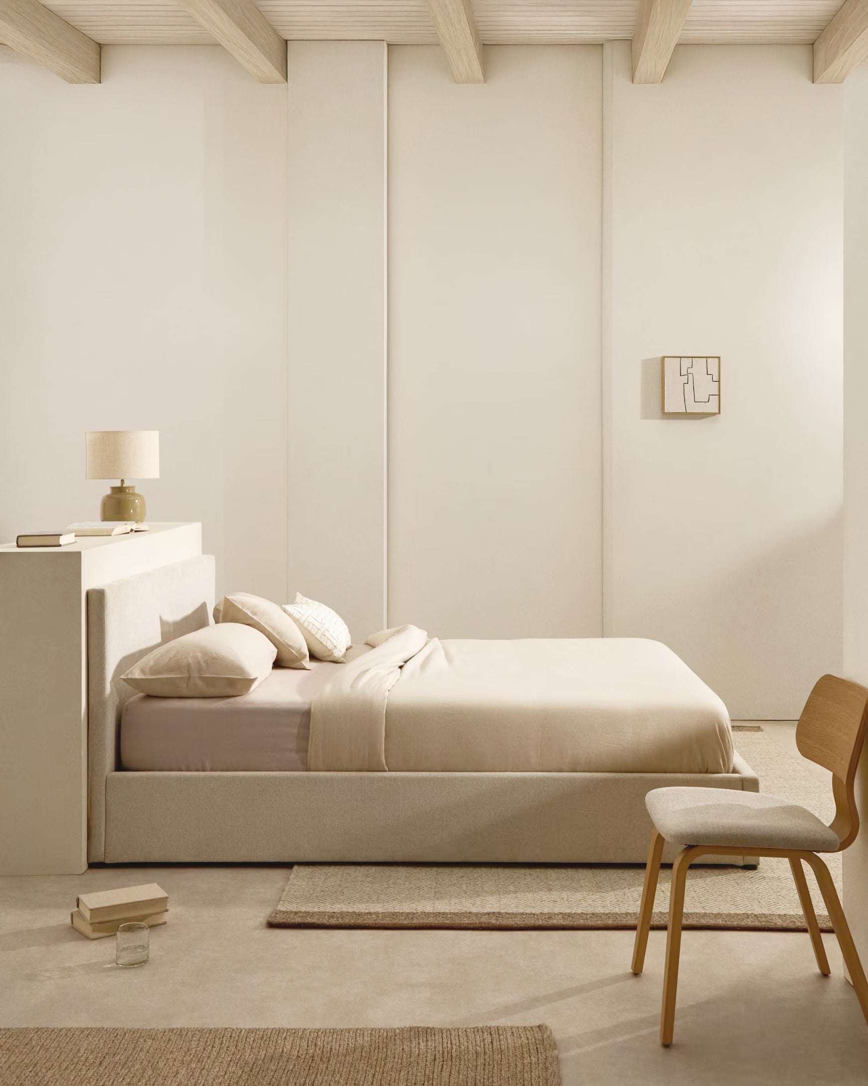 Bed with bed box nearby chenille for mattresses 180 x 200 cm