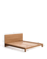 Lit Arelida en placage et bois de chêne massif finition marron clair pour matelas 160 x 200 cm FSC Mix Credit