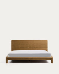 Arelida bed made of veneer and solid oak wood with light brown finish for mattress 180 x
