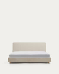 Bett Selven in beiger Chenille für Matratzen 160 x 200 cm FSC 100%