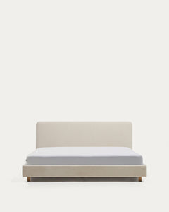 Bett Selven in beiger Chenille für Matratzen 160 x 200 cm FSC 100%