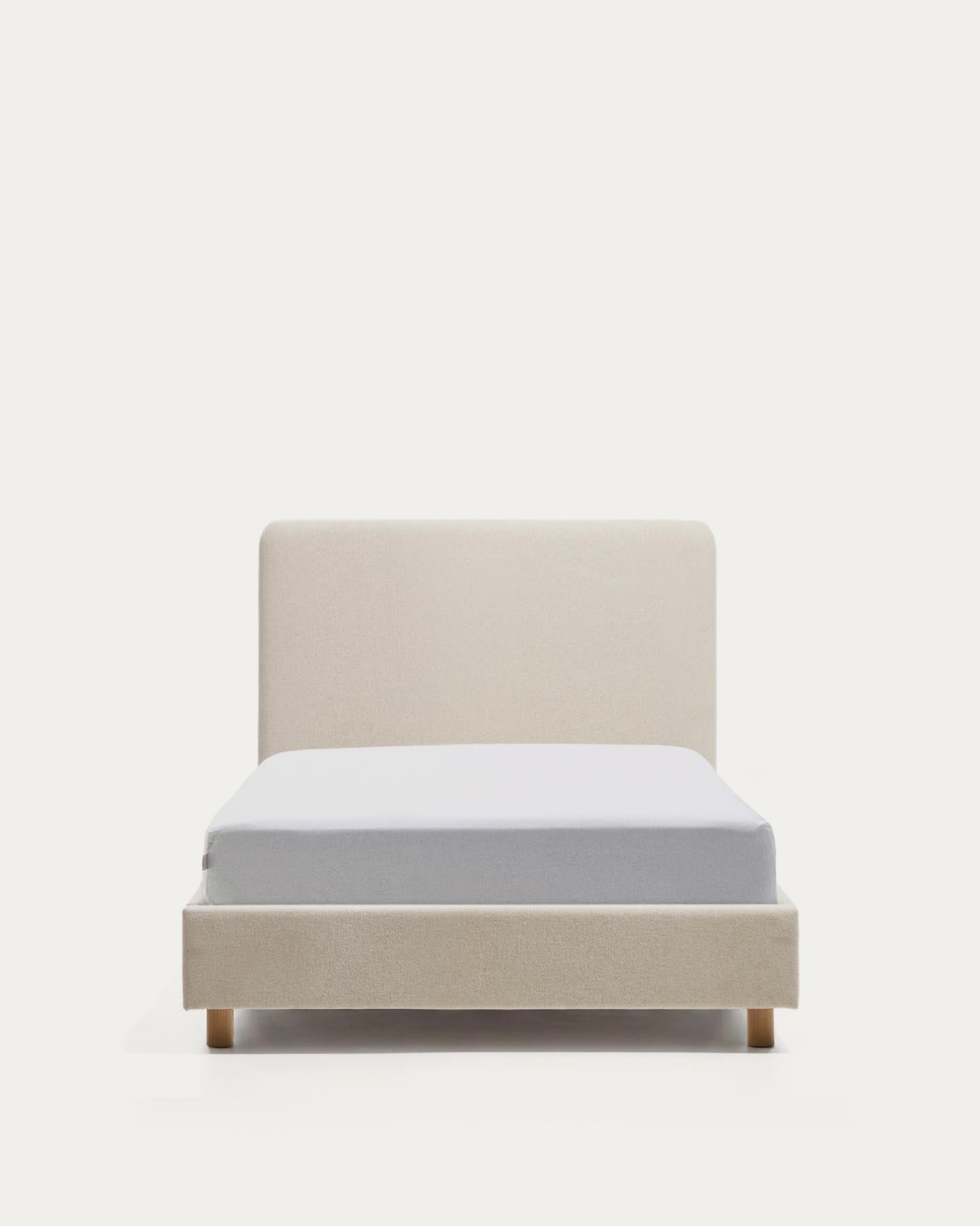 Bett Selven in beiger Chenille für Matratzen 90 x 200 cm in Beige präsentiert im Onlineshop von KAQTU Design AG. Bett ist von Kave Home