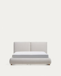 Bett Elerio mit ecrufarbener Chenille für Matratzengrösse 150 x 200 cm FSC 100%