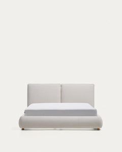 Bett Elerio mit ecrufarbener Chenille für Matratzengrösse 150 x 200 cm FSC 100%