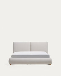 Lit Elerio avec chenille couleur écru pour matelas 160 x 200 cm