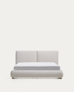 Lit Elerio avec chenille couleur écru pour matelas 160 x 200 cm