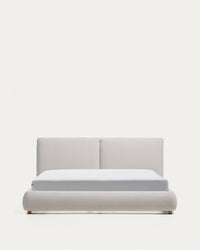 Lit Elerio avec chenille couleur écru pour matelas 180 x 200 cm