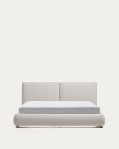 Lit Elerio avec chenille couleur écru pour matelas 180 x 200 cm
