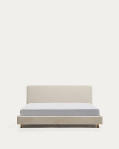 Bett Selven in beiger Chenille für Matratzen 150 x 200 cm FSC 100%