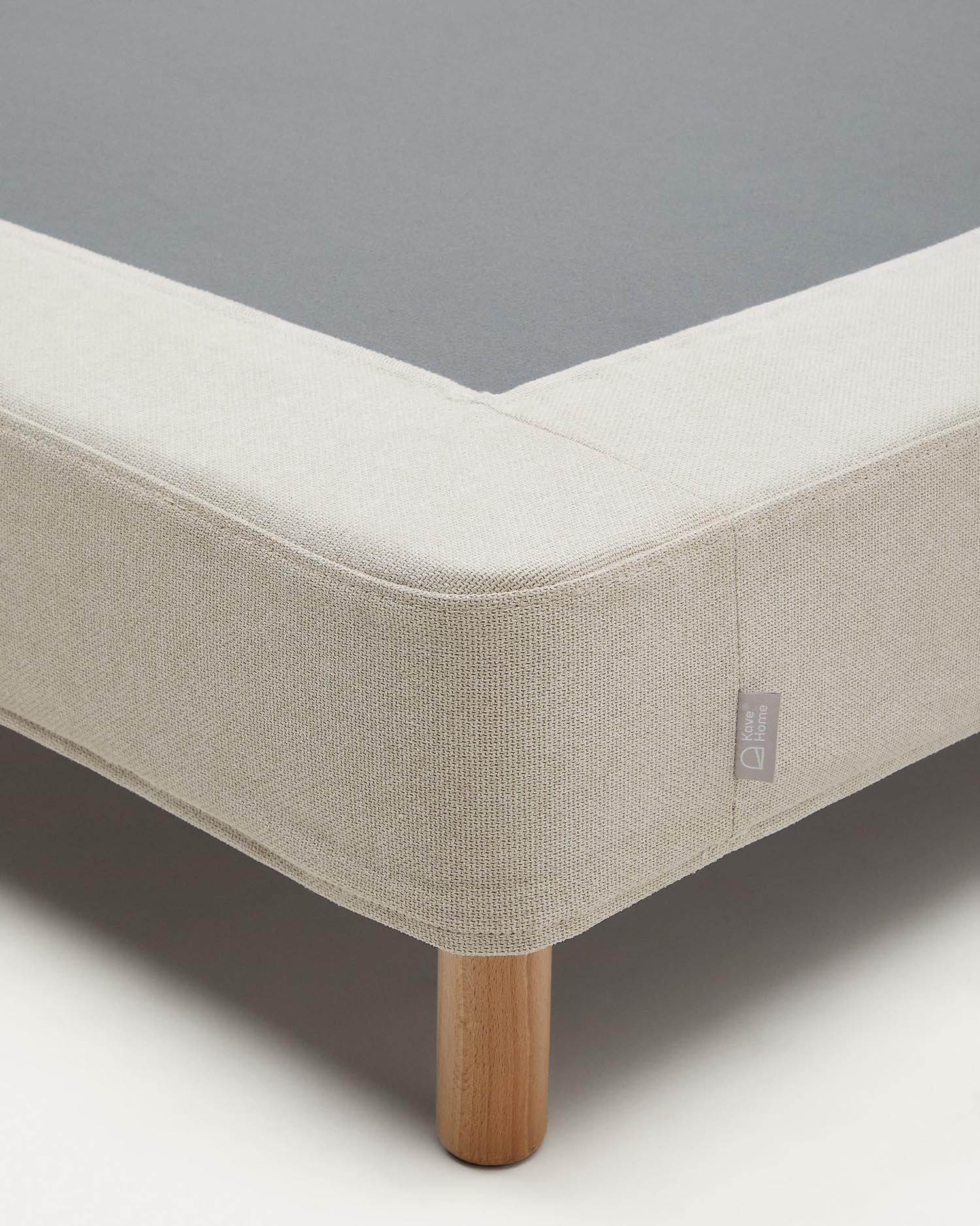 Ofelia Bettgestell, beige, abnehmbarer Bezug, FSC-zertifiziert, Buchenholzfüße, für 90x200 cm Matratzen, von Kave Home.