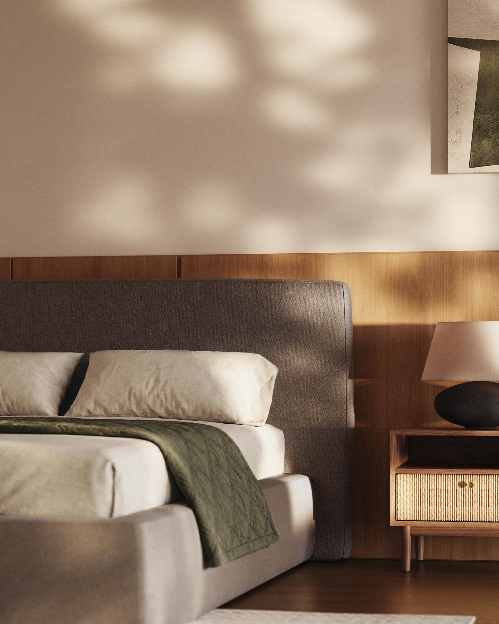 Abziehbares Bett Blok in Braun für Matratzengrösse 180 x 200 cm, FSC Mix Credit in Hellbraun präsentiert im Onlineshop von KAQTU Design AG. Bett ist von Kave Home