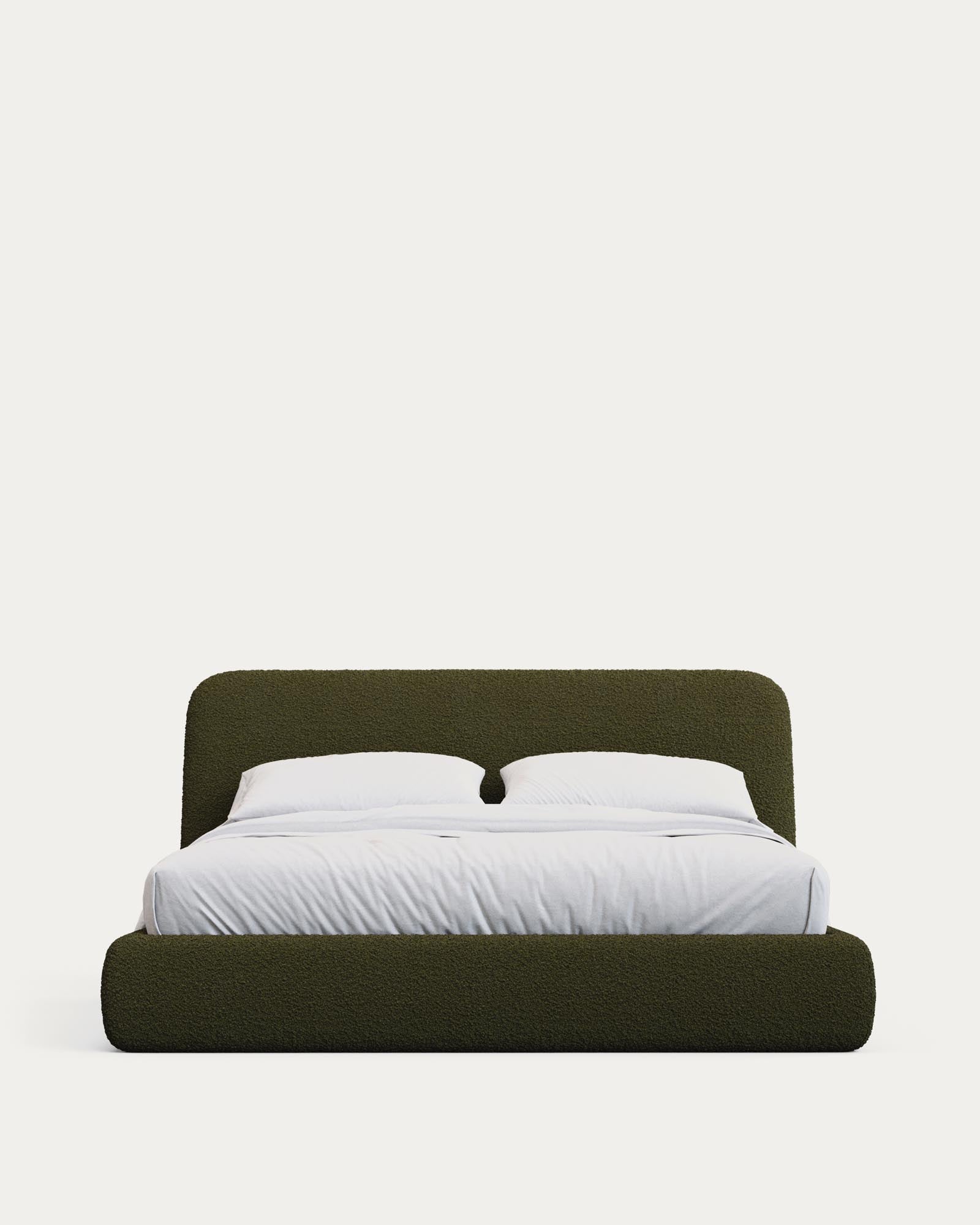 Abziehbares Bett Martina mit dunkelgrünem Lammfellimitat für Matratzengrösse 160 x 200 cm, FSC Mix Credit in Dunkelgrün präsentiert im Onlineshop von KAQTU Design AG. Bett ist von Kave Home