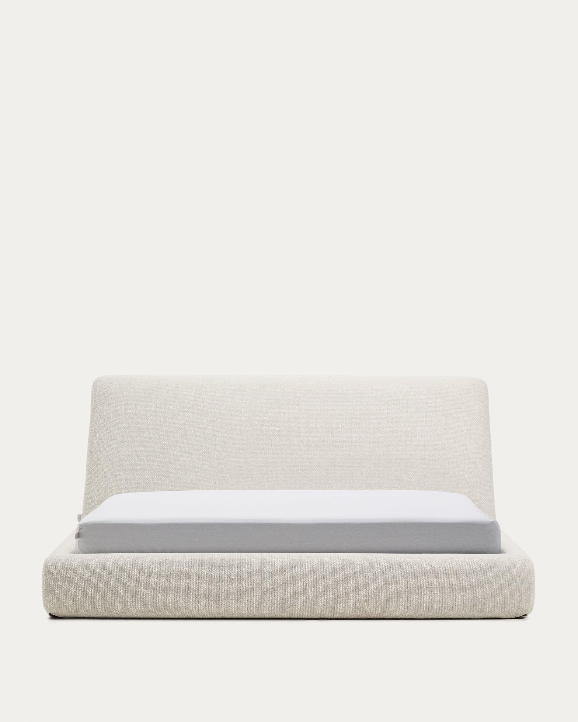 Discharge bed Martina with an EcrUf -colored chenille for mattress size 180 x 200 cm