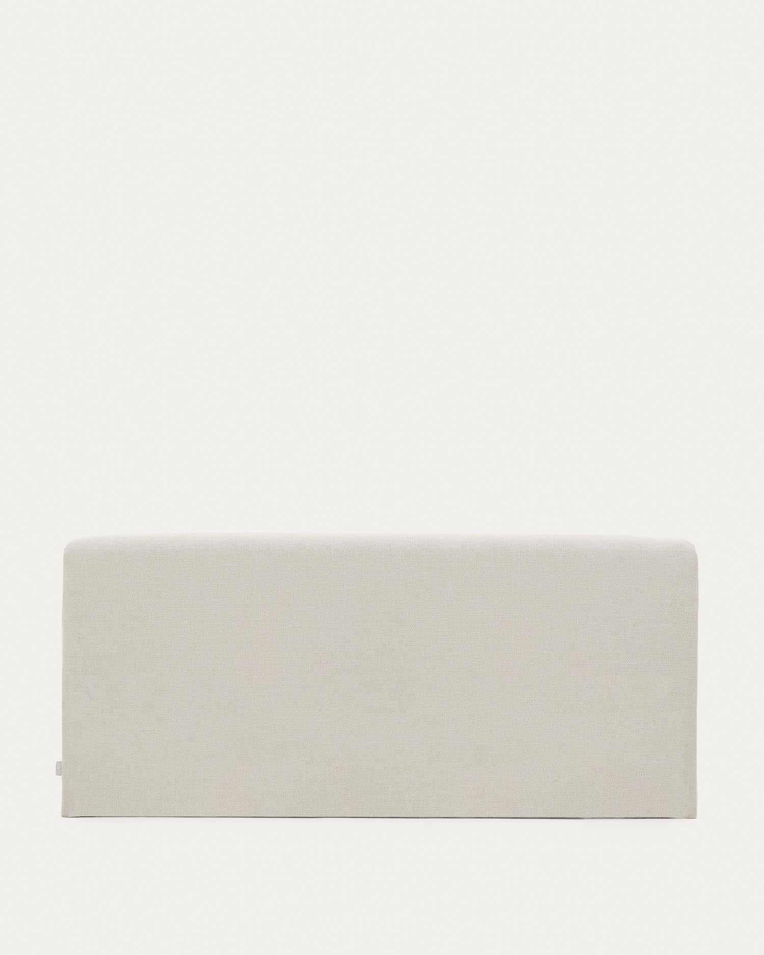 Coversed headboard Valma made of pearl -colored chenille for 160 x 200 cm bed