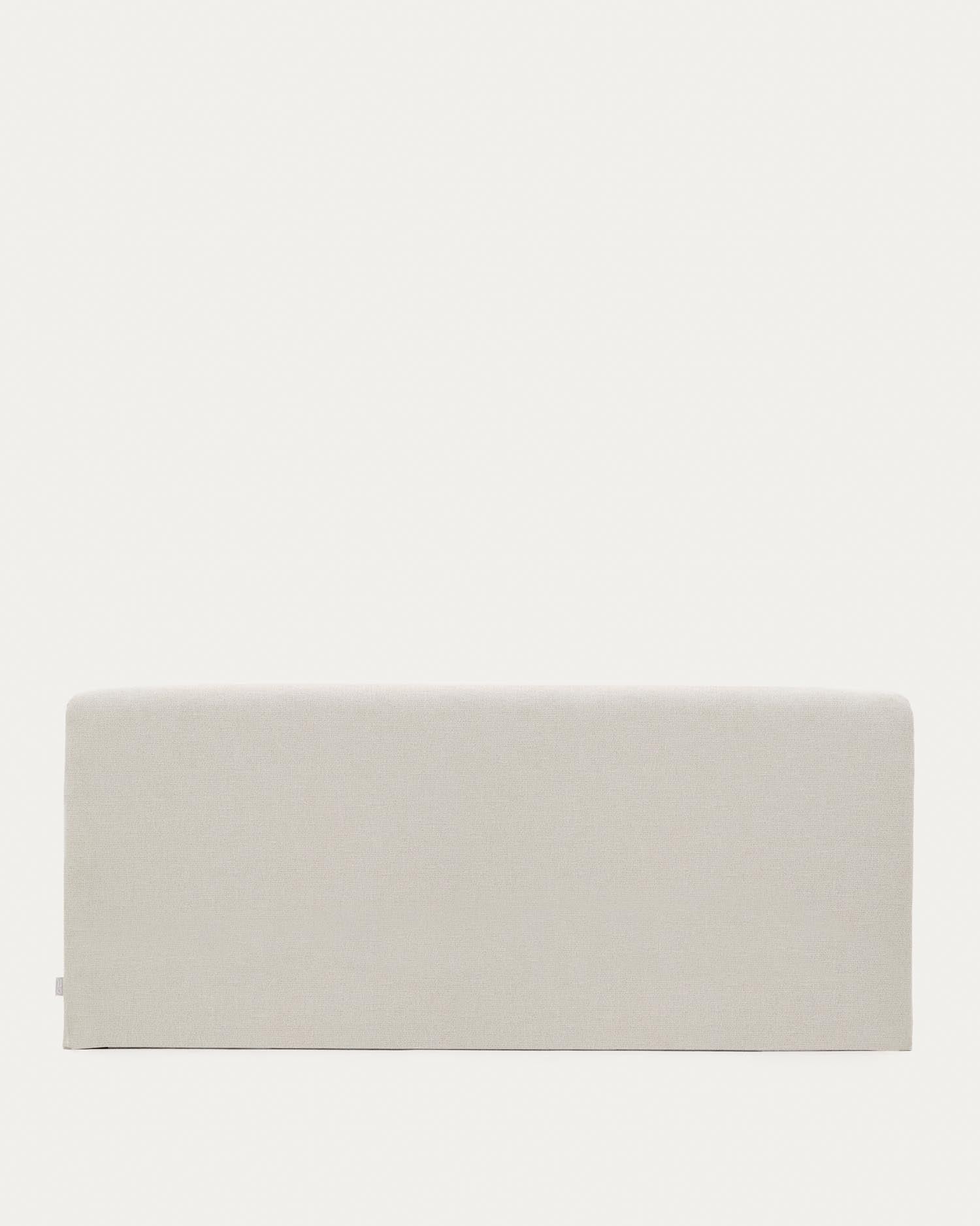 Dischangable headboard Valma made of perlaf -colored chenille for 180 x 200 cm bed