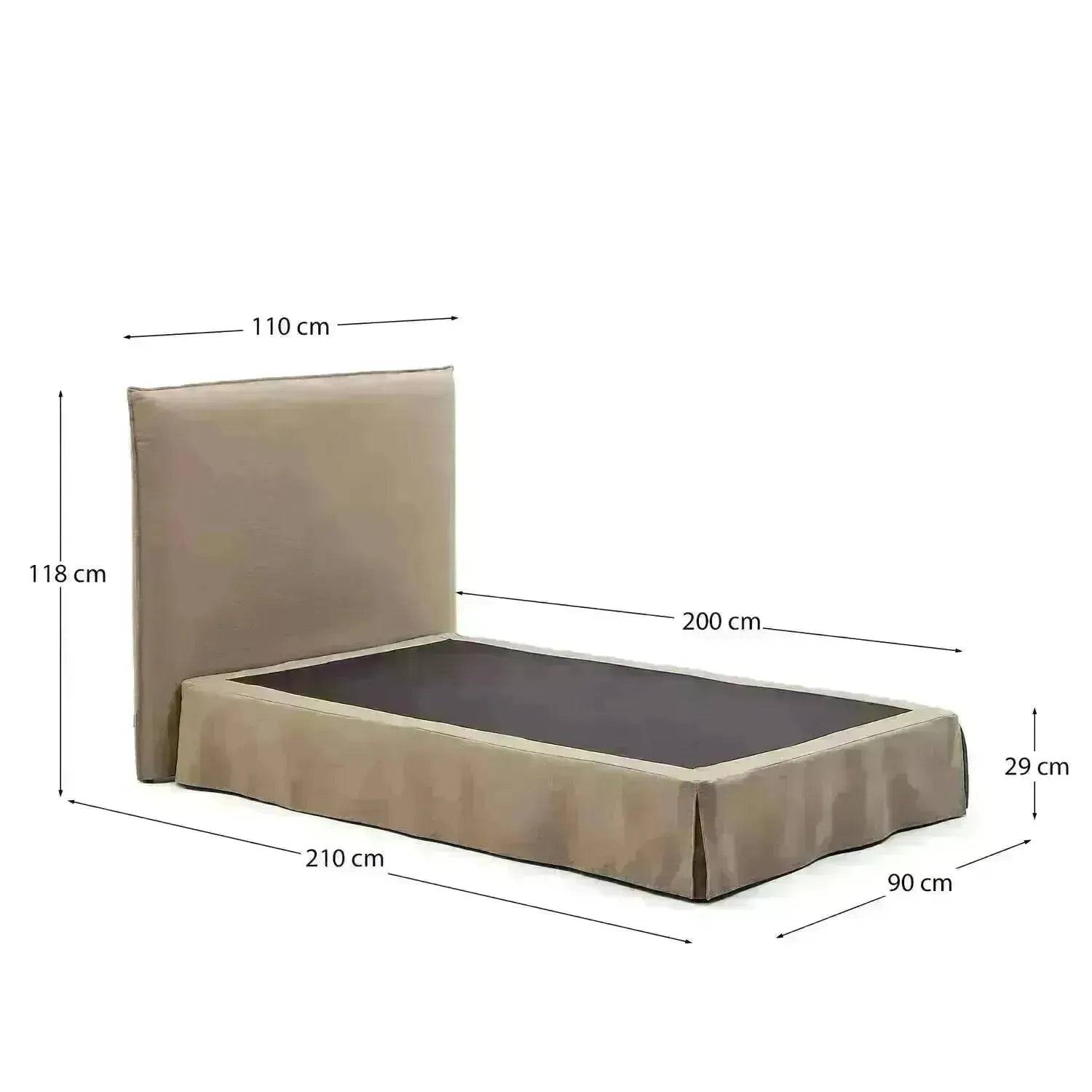Bett mit abnehmbarem Bezug Jaira aus Leinen und Baumwolle taupe für eine Matratze von 90x200cm FSC Mix Credit in Taupe präsentiert im Onlineshop von KAQTU Design AG. Bett ist von Kave Home