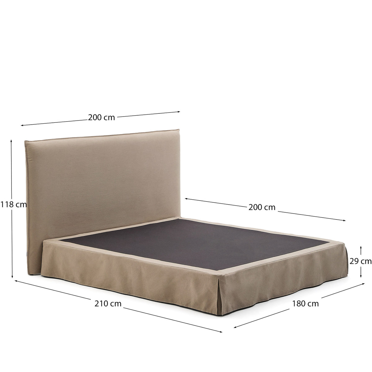 Bett mit abnehmbarem Bezug Jaira aus Leinen und Baumwolle taupe für eine Matratze von 180 x 200 cm FSC Mix Credit in Taupe präsentiert im Onlineshop von KAQTU Design AG. Bett ist von Kave Home