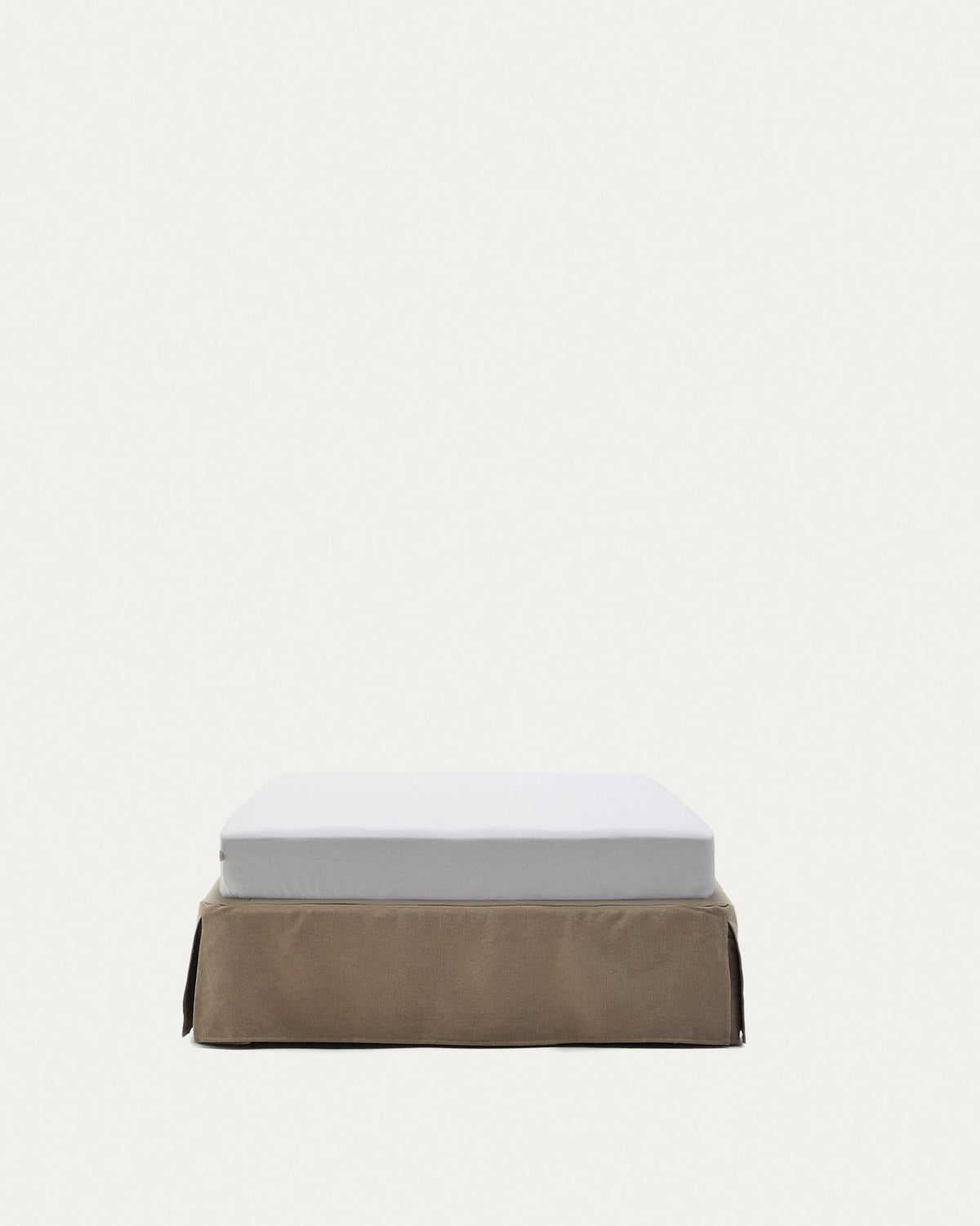 Bettgestell mit abnehmbarem Bezug Jaira aus Leinen und Baumwolle taupe für eine Matratze von 90 x 200 cm in Taupe präsentiert im Onlineshop von KAQTU Design AG. Bett ist von Kave Home