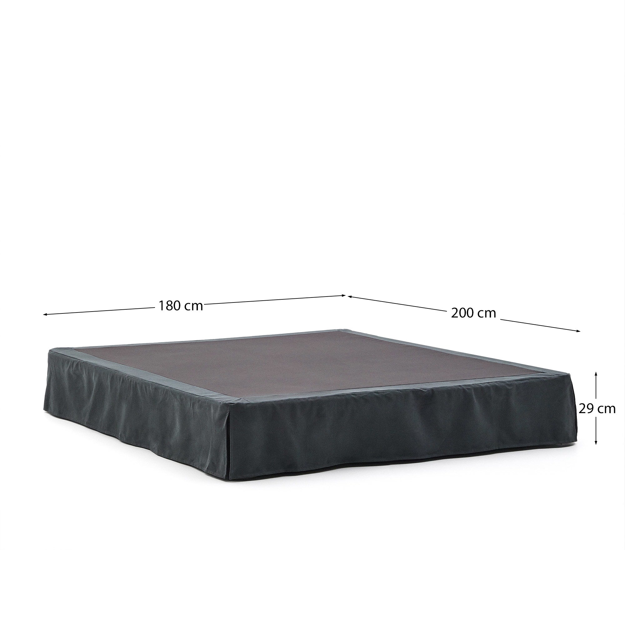 Elegantes Bettgestell Jaira in Anthrazitgrau, mit abnehmbarem Leinen-Baumwollbezug, passend für 180x200 cm Matratzen.