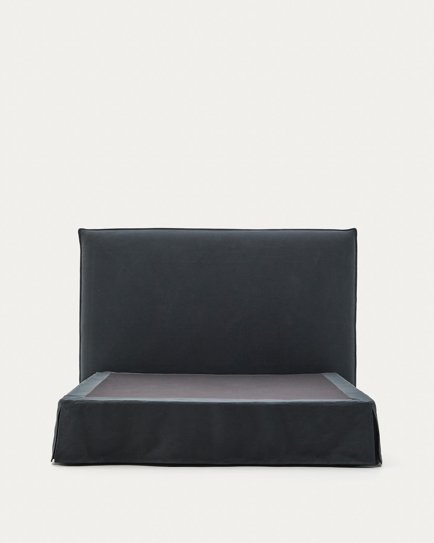 Bezug für Bettgestell Jaira aus Leinen und Baumwolle anthrazitgrau für eine Matratze von 160 x 200 cm in Anthrazit präsentiert im Onlineshop von KAQTU Design AG. Zubehör Bett ist von Kave Home