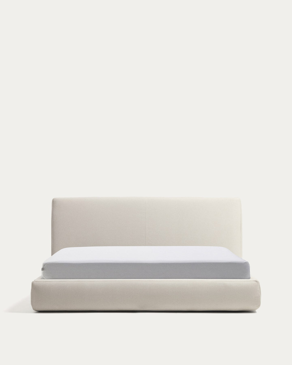 Abziehbares Bett Blok in Écru mit aufklappbarem Bettkasten, Rahmen aus MDF, Spanplatte und Holz, für Matratzengrösse 180 x 200 cm