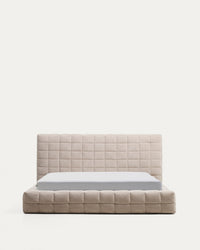 Abziehbares Bett Luiana aus beigefarbener Chenille für Matratzengrösse 180 x 200 cm FSC Mix Credit