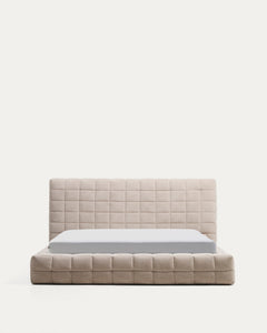 Abziehbares Bett Luiana aus beigefarbener Chenille für Matratzengrösse 180 x 200 cm FSC Mix Credit