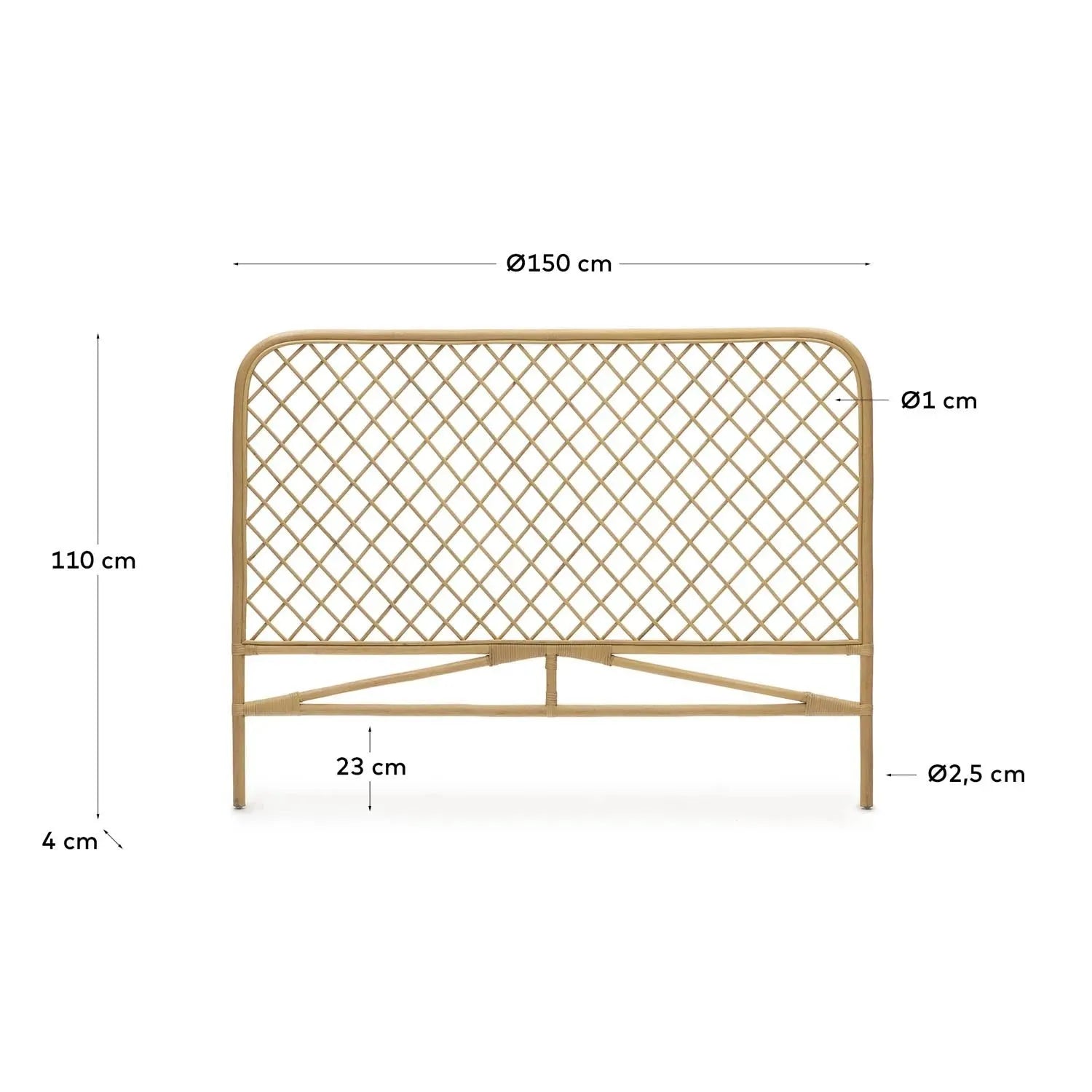 Elegantes Rattan-Bettkopfteil Citlalli, 150 cm, natürliches Finish, stilvoll und nachhaltig für Ihr Schlafzimmer.