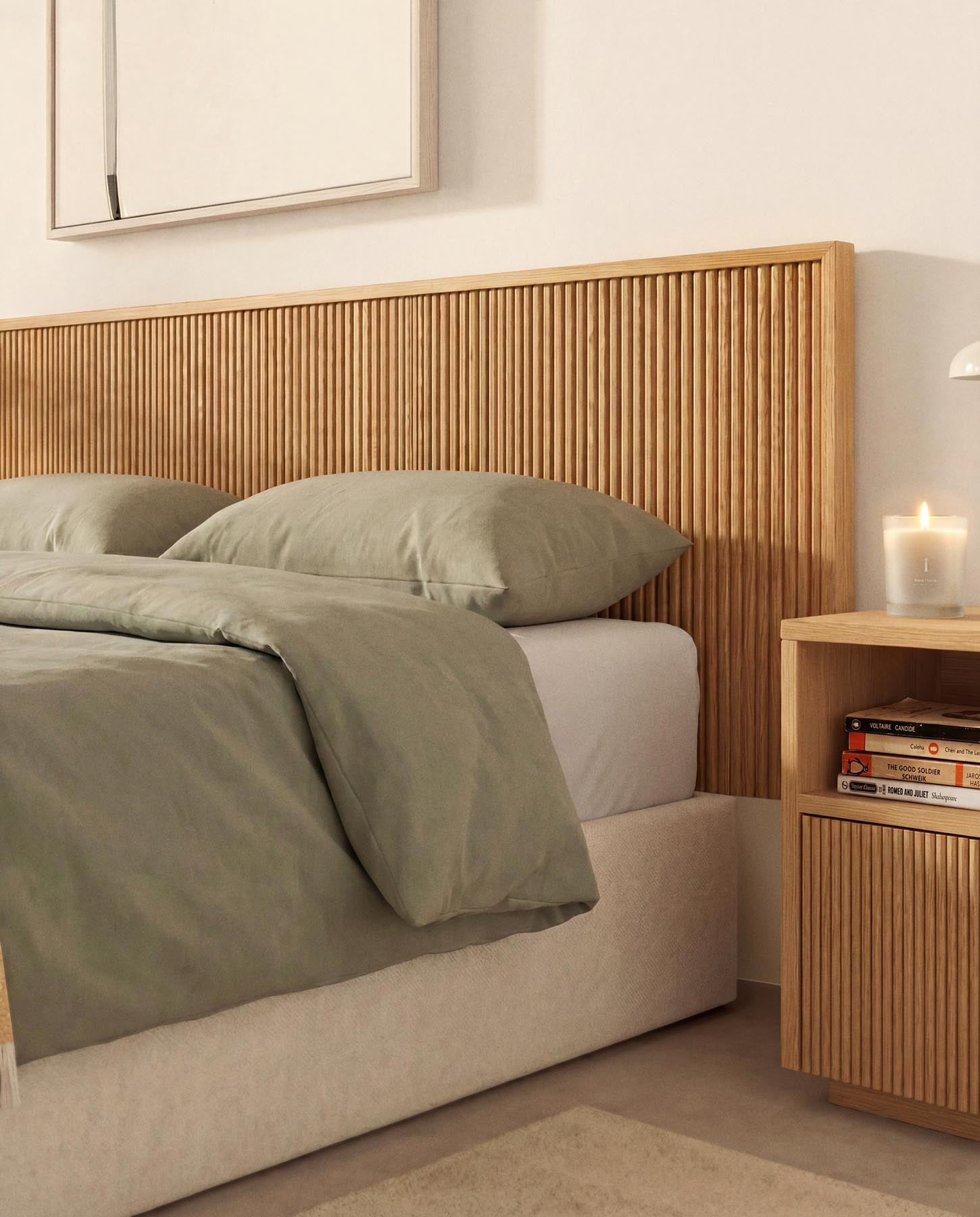 Bettkopfteil Helvine aus Eichenfurnier für Betten bis zu 180 cm, FSC 100 % in Natur präsentiert im Onlineshop von KAQTU Design AG. Kopfteile ist von Kave Home
