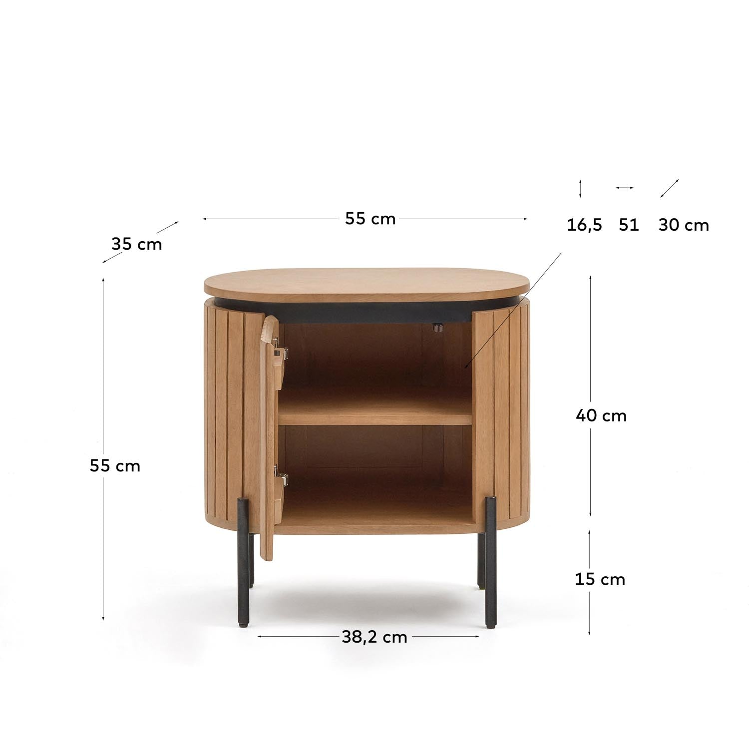 Licia Nachttisch: Massives Mangoholz & Metall, 55x55 cm, Kave Home.