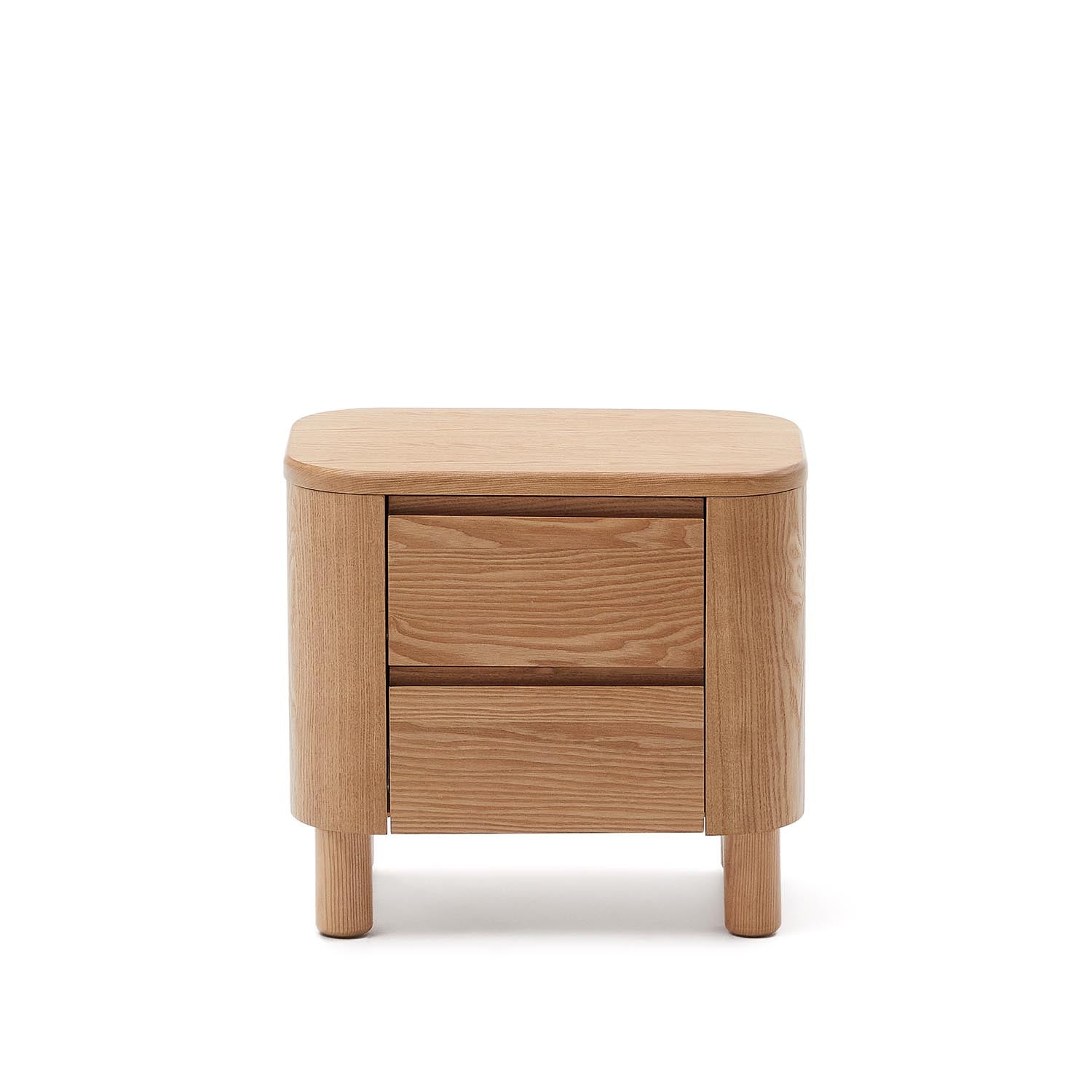 Eleganter Salaya Nachttisch aus FSC-zertifiziertem Eschenfurnier, 55x50 cm, vereint modernes Design mit Nachhaltigkeit.