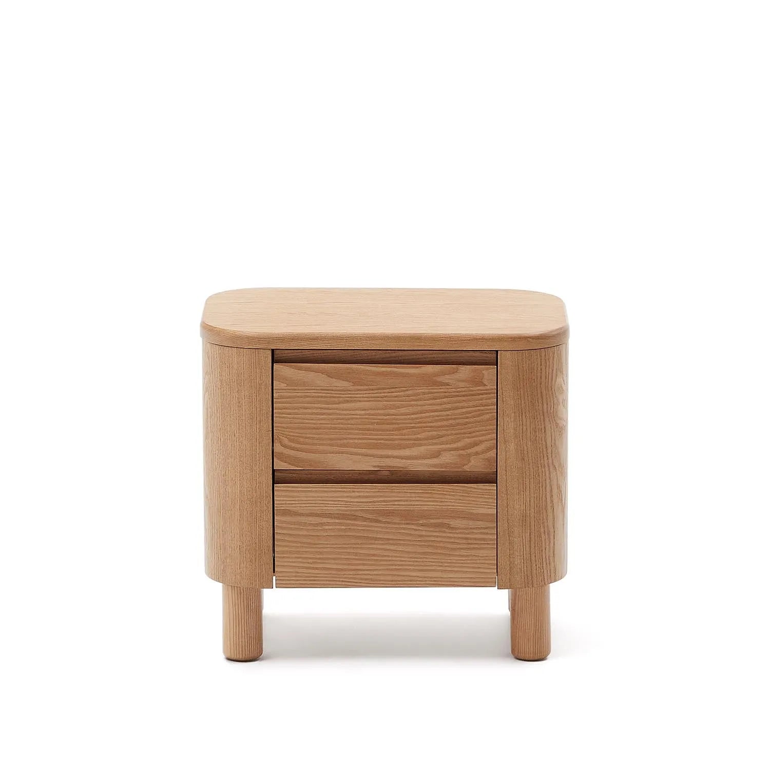 Eleganter Salaya Nachttisch aus FSC-zertifiziertem Eschenfurnier, 55x50 cm, vereint modernes Design mit Nachhaltigkeit.