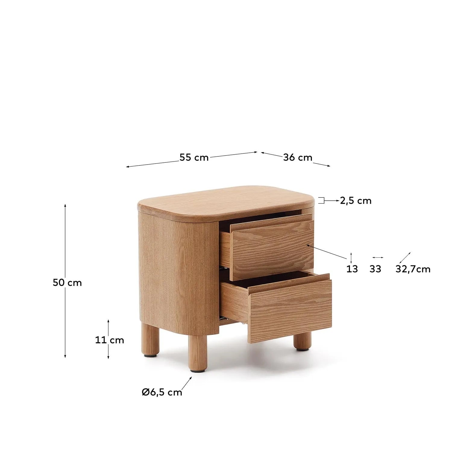 Salaya Nachttisch: Nachhaltiges Design aus FSC-Eschenfurnier.