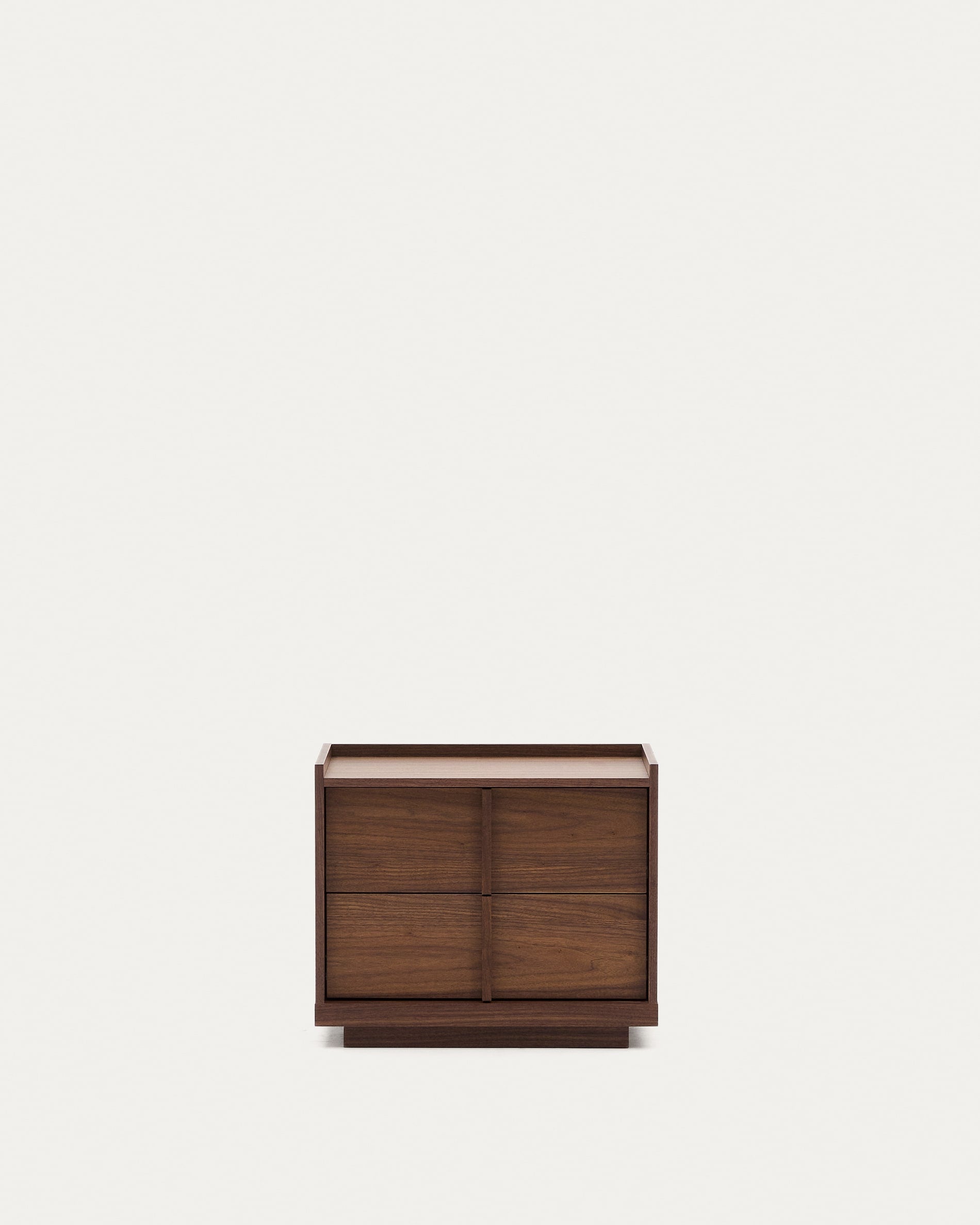 3D-Modell: Eleganter Nachttisch Onix, Walnussfurnier, 2 Schubladen, dunkles Finish, 60x47 cm, FSC-zertifiziert, modern.